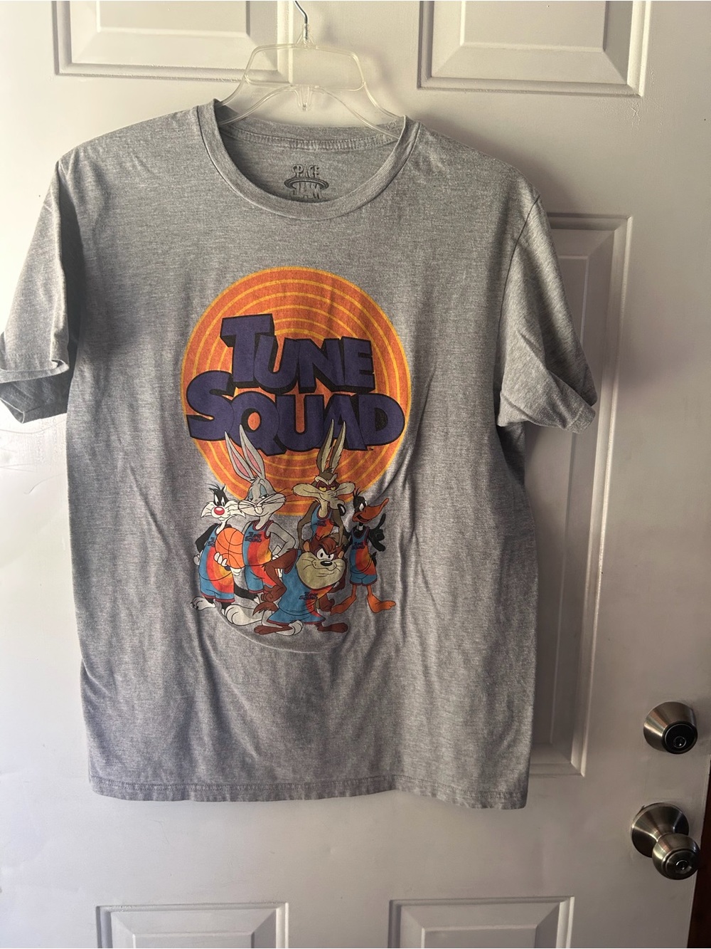 Warner Bros. Tune Squad Gray Tee with Orange and Purple Logo